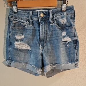 Hollister Blue Jean Shorts Distressed Frayed Hem